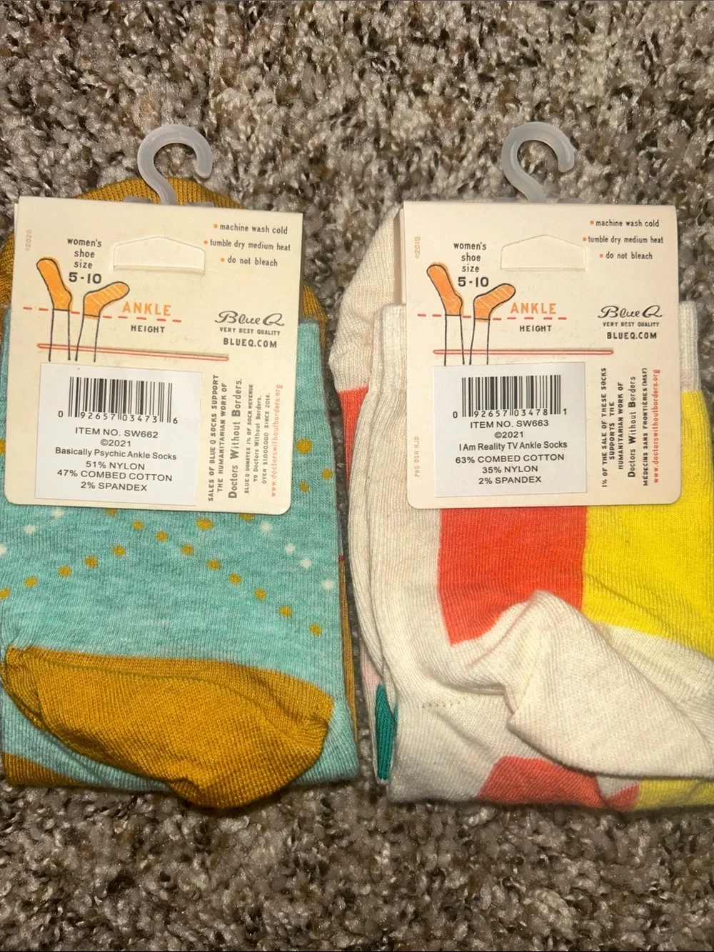 Blue Q Mustard & Teal Novelty Ankle Socks Bundle